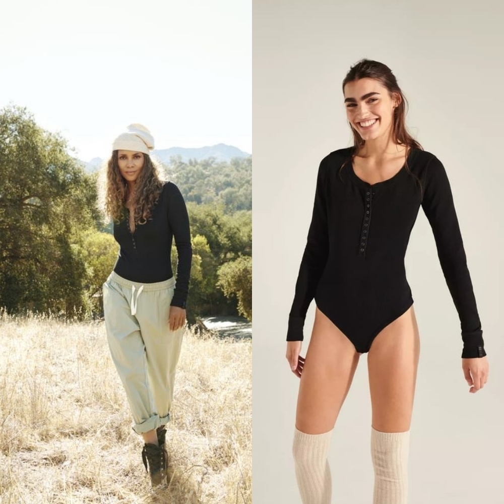 NWT Hale Berry x Sweaty Betty Hera Waffle Knit Bodysuit Size Small